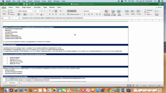 Building Blocks of a DCF Valuation – Screenshot 1