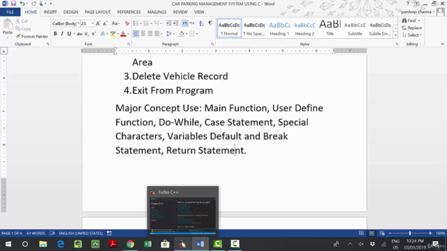 CAR PARKING MANAGEMENT SYSTEM USING C++ – Screenshot 2