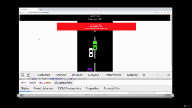 JavaScript Car Driving Game from scratch with source code - Screenshot_03