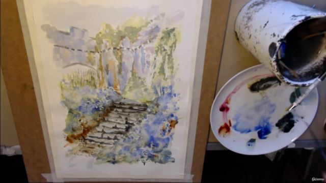 Watercolour painting for beginners. Gwrych castle "Steps". - Screenshot_01