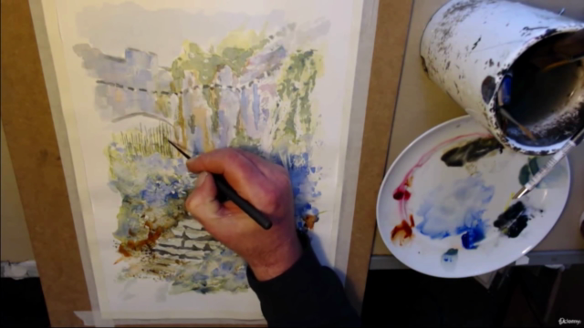 Watercolour painting for beginners. Gwrych castle "Steps". - Screenshot_02