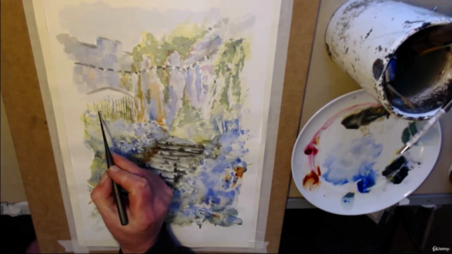 Watercolour painting for beginners. Gwrych castle "Steps". - Screenshot_03