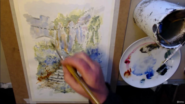 Watercolour painting for beginners. Gwrych castle "Steps". - Screenshot_04