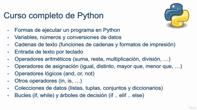 Python 3. Curso de python con 150 ejemplos y 10 proyectos – Screenshot 1
