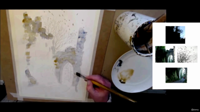 Watercolour painting for beginners. Gwrych castle "Crows" - Screenshot_01