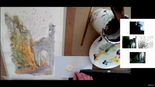 Watercolour painting for beginners. Gwrych castle "Crows" - Screenshot_02