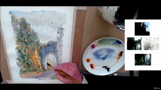 Watercolour painting for beginners. Gwrych castle "Crows" - Screenshot_03