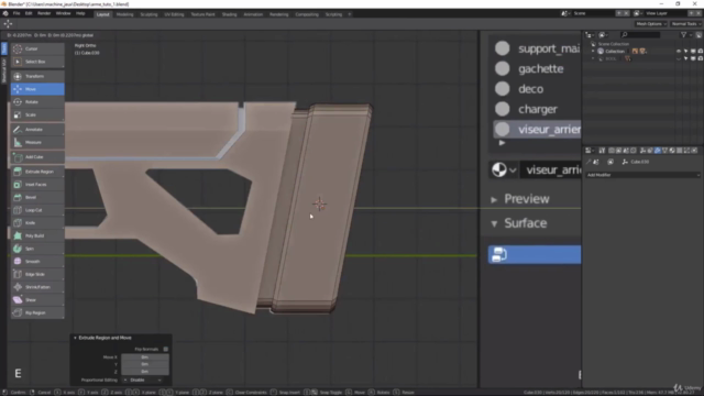 Blender 2.8 : Modéliser et texturer une arme Lowpoly – Screenshot 3