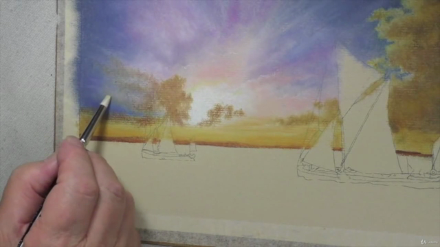 Draw a Stunning Sunset of Thames Barges using Pastel Pencils - Screenshot_02
