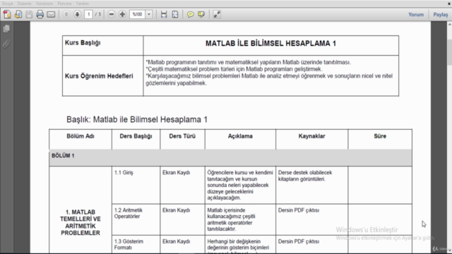 MATLAB ile Bilimsel Hesaplama – Screenshot 1