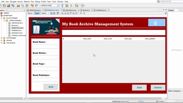 Java GUI (Java Swing - MySQL) Book Management System Project – Screenshot 1