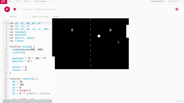 Make A Classic Pong Game, Javascript & P5.js Framework – Screenshot 4