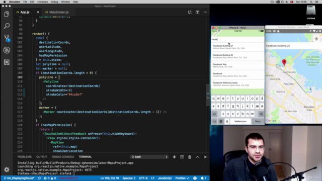 Using Google Maps API in React Native for iOS/Android – Screenshot 2