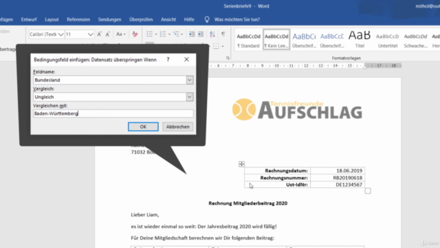 Seriendruck mit Microsoft Word – Screenshot 2
