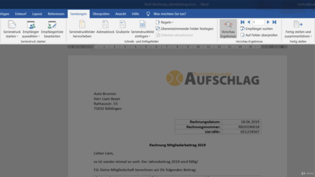 Seriendruck mit Microsoft Word – Screenshot 3