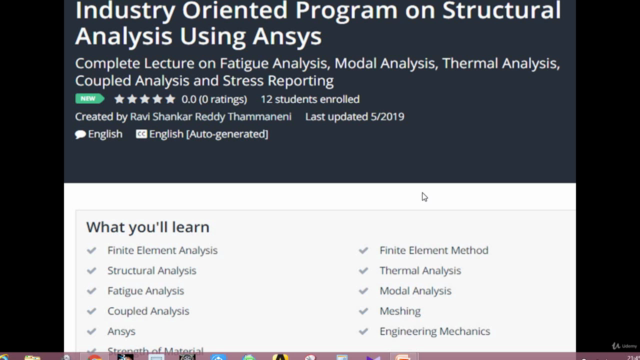 Industry Oriented Program on Structural Analysis Using Ansys – Screenshot 1