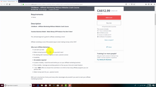 ClickBank – Affiliate Marketing Without Website Crash Course – Screenshot 1