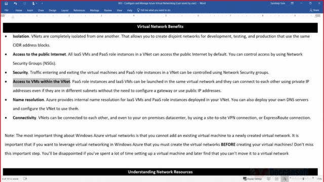 Configure and Manage Azure Virtual Networks – Screenshot 2