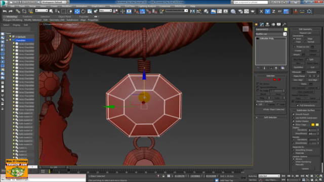 3ds max Modellazione Chandelier – Screenshot 2