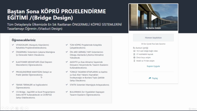 Baştan Sona KÖPRÜ PROJELENDİRME EĞİTİMİ /(Bridge Design) – Screenshot 2