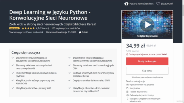 Deep Learning w języku Python - Konwolucyjne Sieci Neuronowe – Screenshot 1