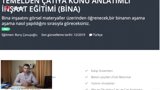 TEMELDEN ÇATIYA KONU ANLATIMLI İNŞAAT EĞİTİMİ (BİNA) – Screenshot 1
