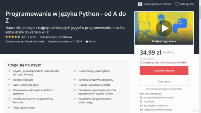 Programowanie w języku Python - od A do Z - 2025 – Screenshot 1