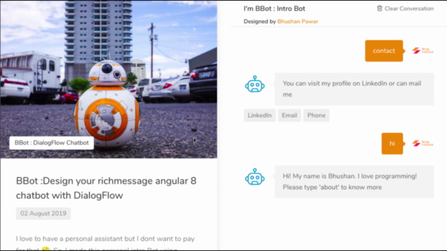 Rich message Business Chatbots in Angular 8 with Dialogflow - Screenshot_02