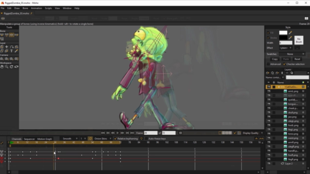 How to Draw a Zombie and Animate a Walk Cycle in Moho – Screenshot 3