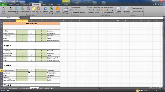 Creating Sports League Tables and Tournaments in Excel – Screenshot 1