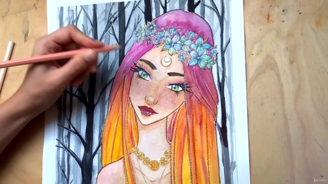 Forest Fairy Watercolor Manga Portrait Painting Course - Screenshot_04