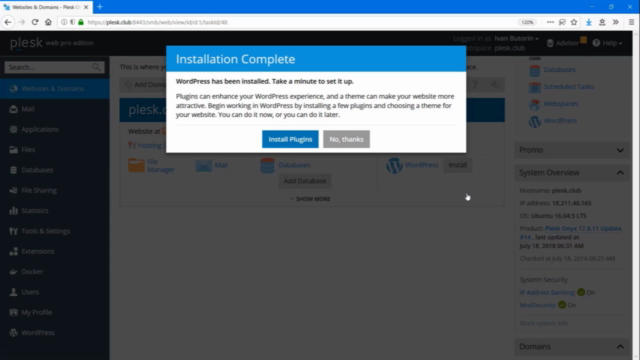 Make WordPress Hosting Easy with Plesk on Hetzner Cloud – Screenshot 3