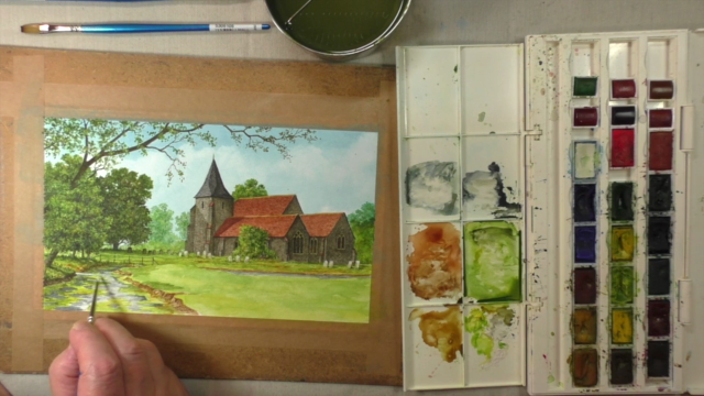 Learn to Paint a Church in the English Country in Watercolor - Screenshot_04