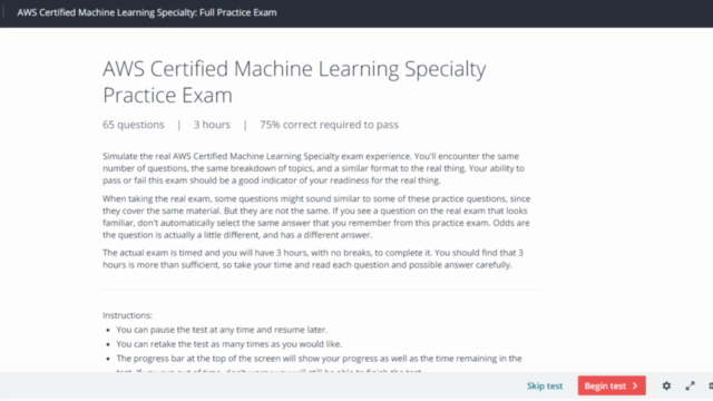 AWS Certified Machine Learning Specialty Full Practice Exam – Screenshot 4