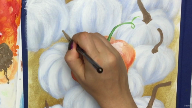 Orange & White Fall Pumpkins Acrylic Painting – Screenshot 3