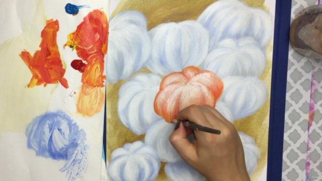 Orange & White Fall Pumpkins Acrylic Painting – Screenshot 4