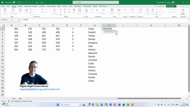 Formulas, funciones matriciales, LAMBDA, y, REGEX. – Screenshot 4