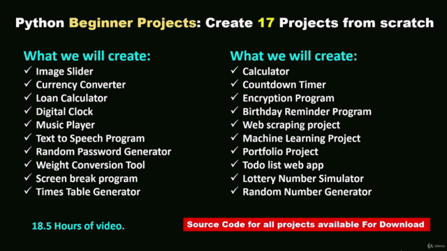 Python Beginner Projects: Create 17 Projects from scratch – Screenshot 1