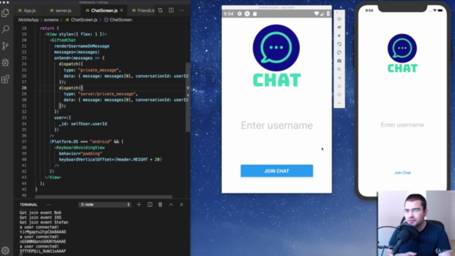 Socket.IO Chat App in React Native for iOS/Android – Screenshot 1