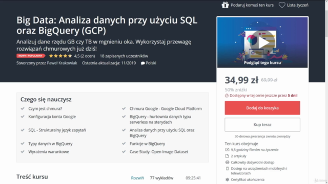 Big Data: Analiza danych przy użyciu SQL oraz BigQuery – Screenshot 1