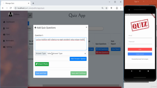 Building Quiz Flutter Application with Laravel 6 – Screenshot 1