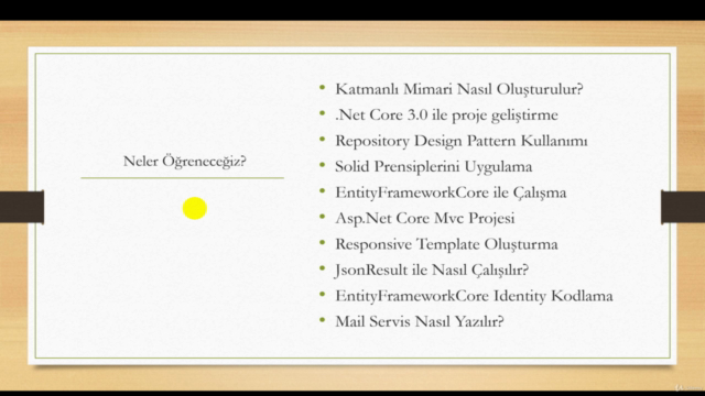 .Net Core Katmanlı Mimari ile Asp.Net Core Proje Geliştirme – Screenshot 1