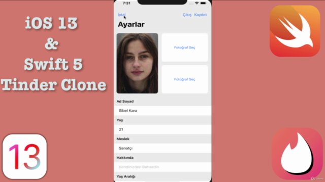 iOS 14 Instagram ve Tinder Uygulamasını Geliştirin – Screenshot 3