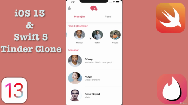 iOS 14 Instagram ve Tinder Uygulamasını Geliştirin – Screenshot 4