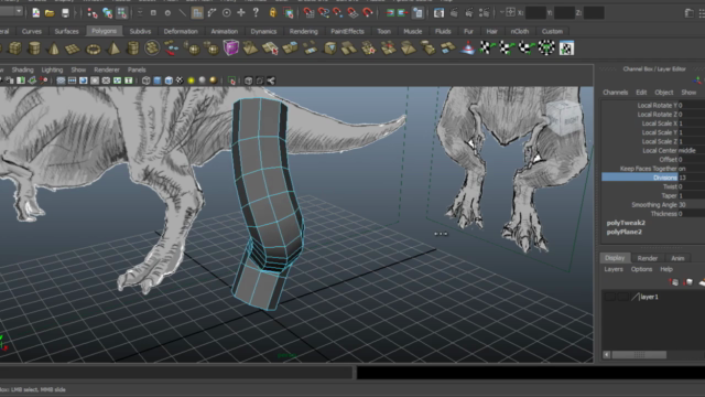 Maya Modeling Quadrilateral Based Dinosaur in 3 hours - Screenshot_01
