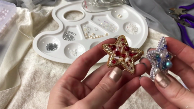 Jewelry Making, Embroidered Brooch and Pearl Earrings – Screenshot 1