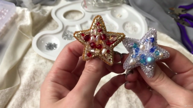 Jewelry Making, Embroidered Brooch and Pearl Earrings – Screenshot 2
