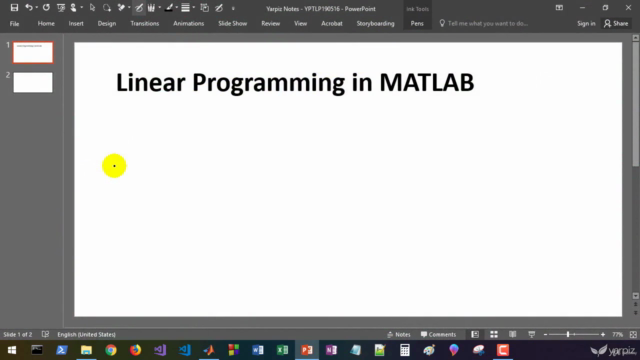Linear Programming in MATLAB – Screenshot 1