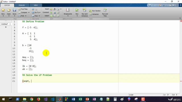 Linear Programming in MATLAB – Screenshot 3
