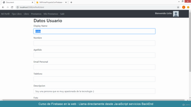 Firebase en la web:Usa servicios de backend desde Javascript – Screenshot 2